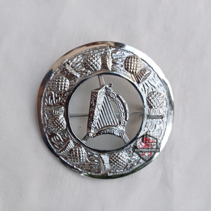 Irish Harp Kilt Fly Plaid Brooch