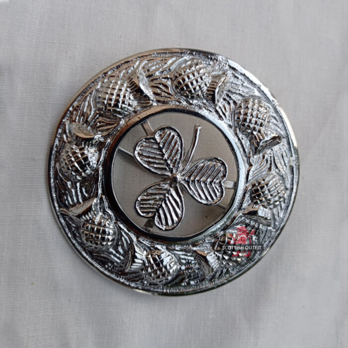 Shamrock-Kilt-Fly-Plaid-Brooch Shamrock Kilt Fly Plaid Brooch