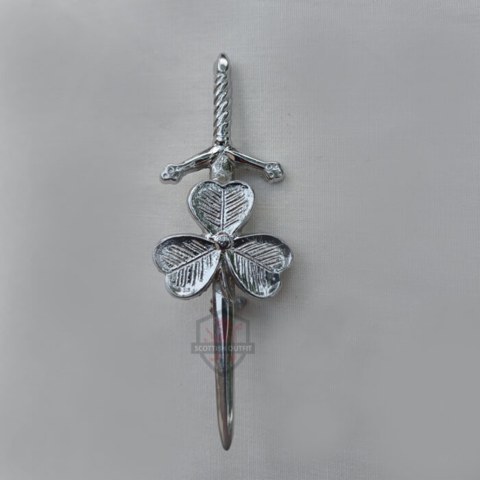 shamrock silver kilt pin