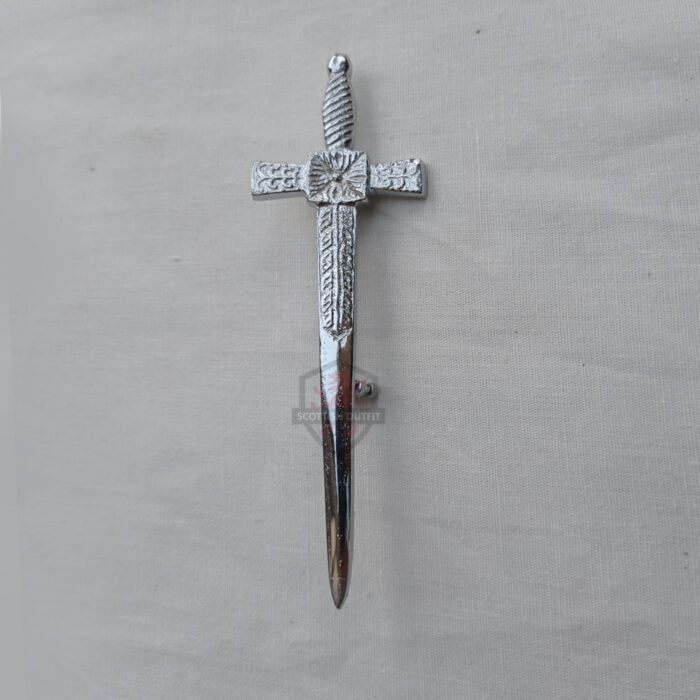 silver chrome celtic cross kilt pin