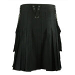 Black Cotton Utility Kilt for Men - Image 3