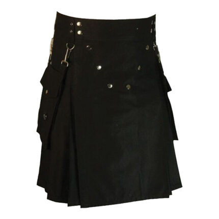 black-cotton-utility-kilt-for-men-side