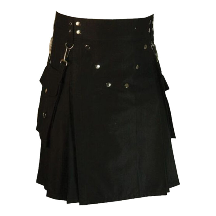 black-cotton-utility-kilt-for-men-side black-cotton-utility-kilt-for-men-side