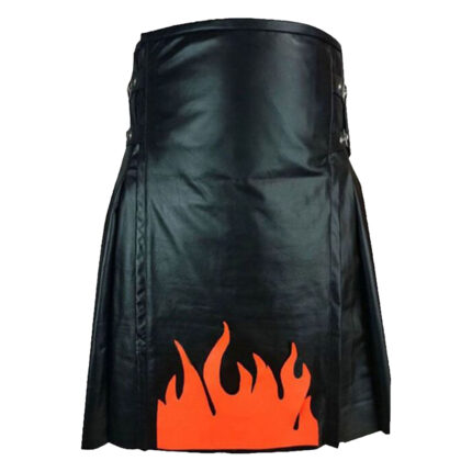 fire-flame-black-leather-kilt