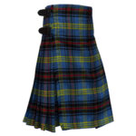 Bell of the Borders tartan kilt featuring blue, green, yellow, and red plaid pattern with adjustable side straps