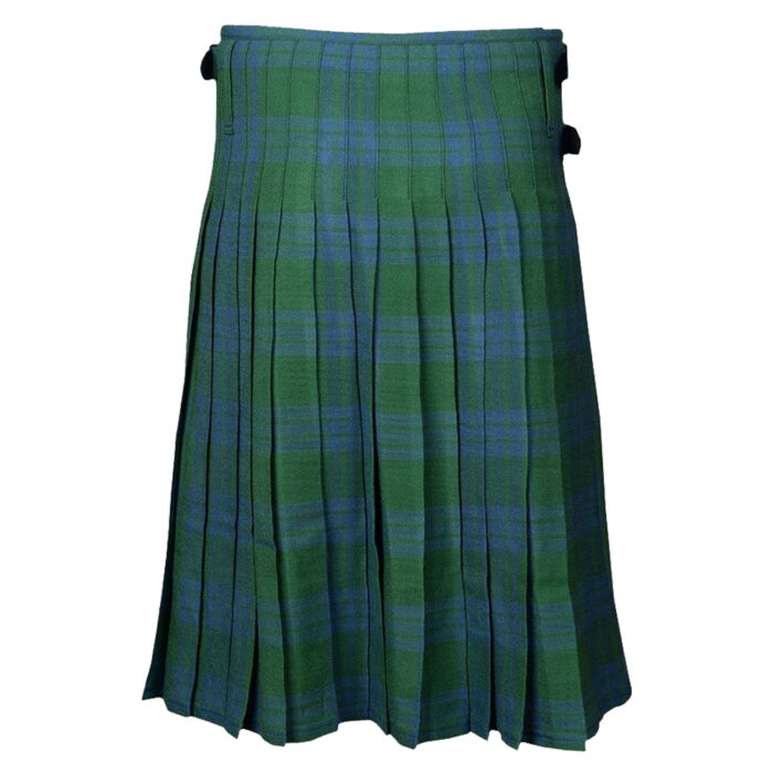 Blue Green Montgomery Ancient Tartan Kilt with classic blue and green Scottish plaid pattern, traditional pleated Highland design, and authentic craftsmanship.