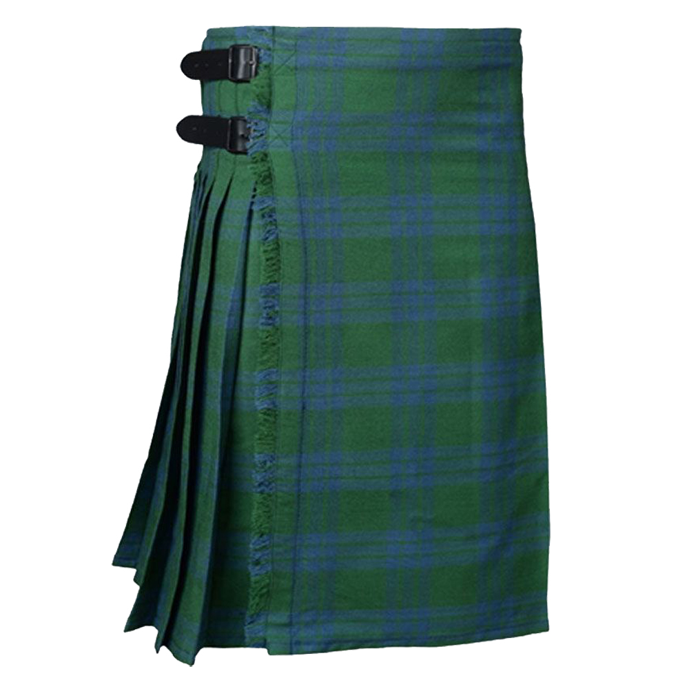 Blue-Green-Montgomery-Ancient-Tartan-Kilt Blue Green Montgomery Ancient Tartan Kilt with classic blue and green Scottish plaid pattern, traditional pleated Highland design, and authentic craftsmanship.